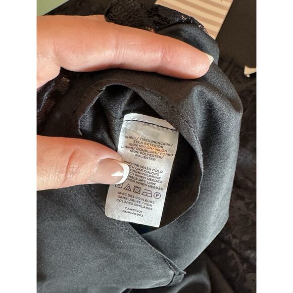 LOFT Lace Blouse Mock Neck Long Sleeve Top Black Size‎ M Whimsigoth Fairy - Picture 3 of 9